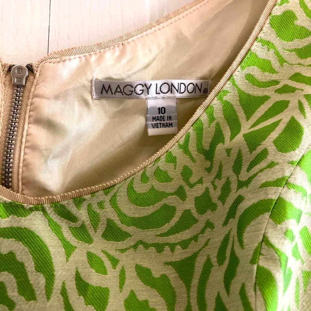 Maggie London womens floral sleeveless sheath dress green 10 y2k barbiecore - Picture 3 of 4